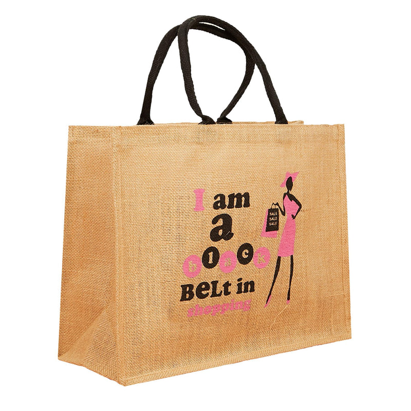 Large Jute Shopping Bags I Am A Black Belt In Shopping - Exclusive Deals - Exclusive Deals