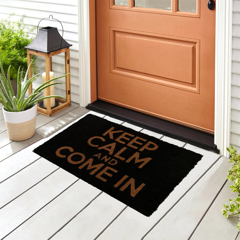 Keep Calm Black Coir Door Anti-Slip Household Mat 40 x 60cm - Exclusive Deals - Exclusive Deals