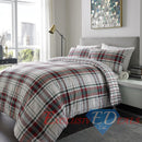 Brushed Cotton Printed Duvet Cover Leopard Check Stars Print Brushed Cotton / King / Wine & Green Check - Exclusive Deals Ltd - Exclusive Deals