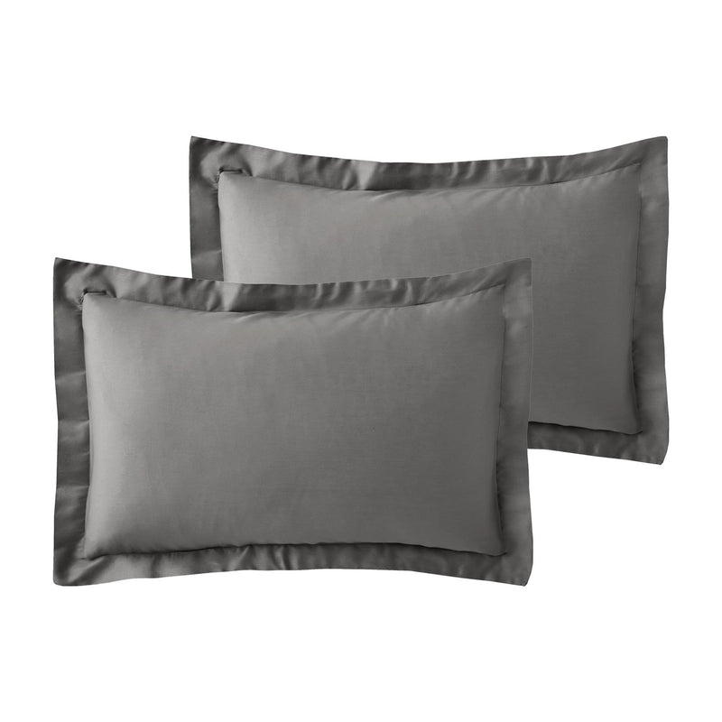 600 TC Cotton Rich (Plain Dyed Oxford Pillowcase, Dark Grey) - Exclusive Deals Ltd - Exclusive Deals