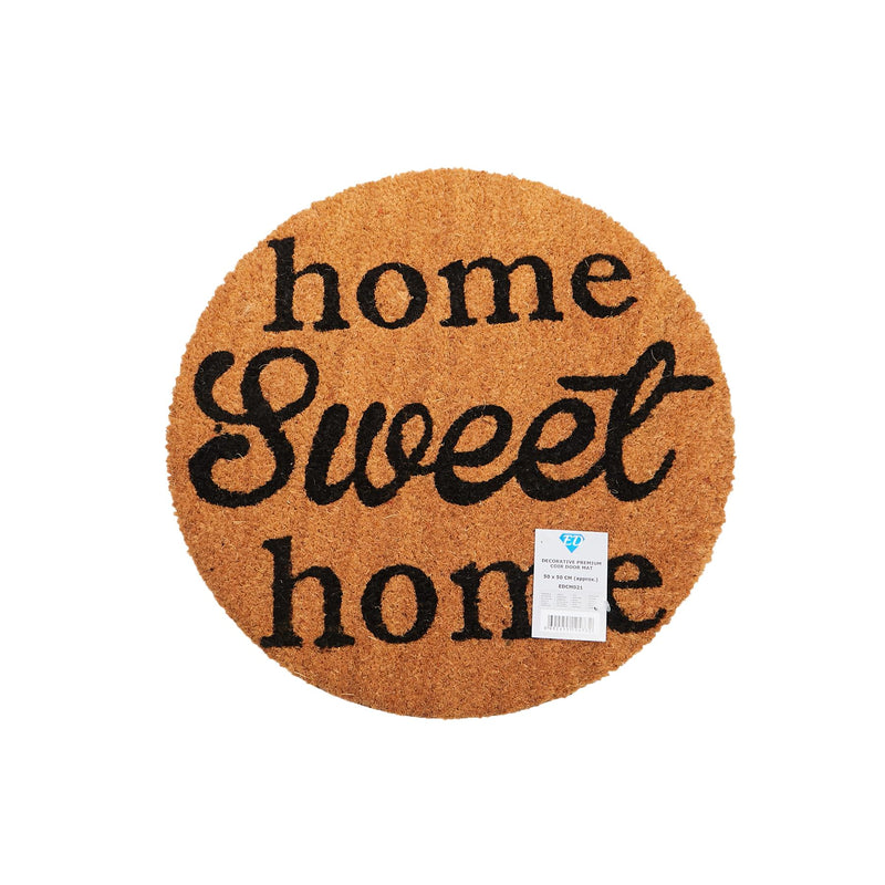 Round Home Sweet Home Coir Door Anti-Slip Household Mat 50 x 50cm - Exclusive Deals Ltd - Exclusive Deals