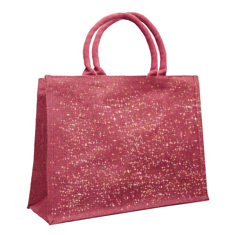 Large Jute Shopping Bags Glitter Maroon - Exclusive Deals - Exclusive Deals