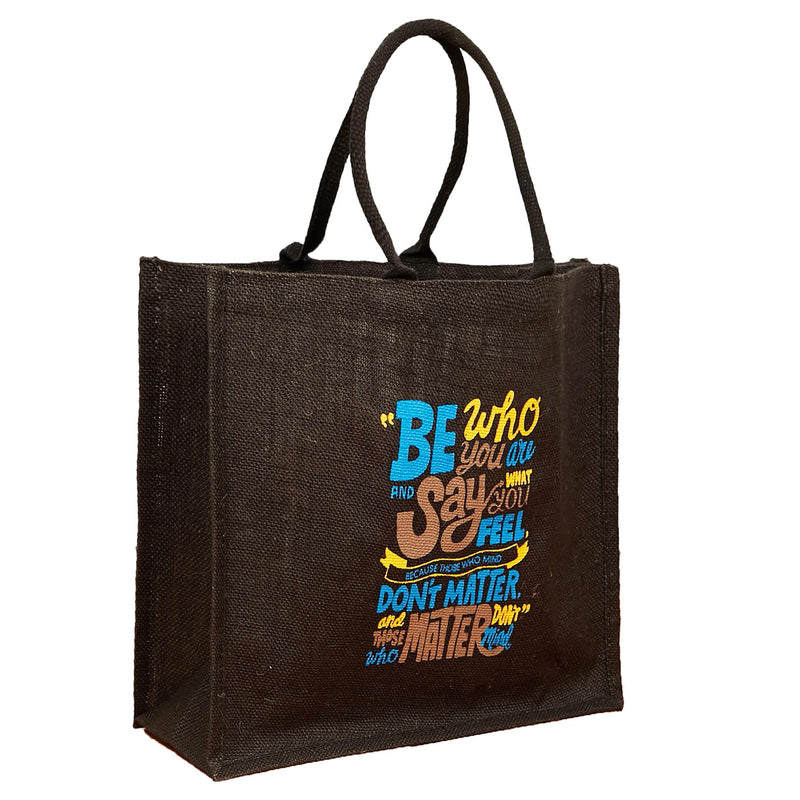 Large Jute Shopping Bags Be Who You Are - Exclusive Deals - Exclusive Deals