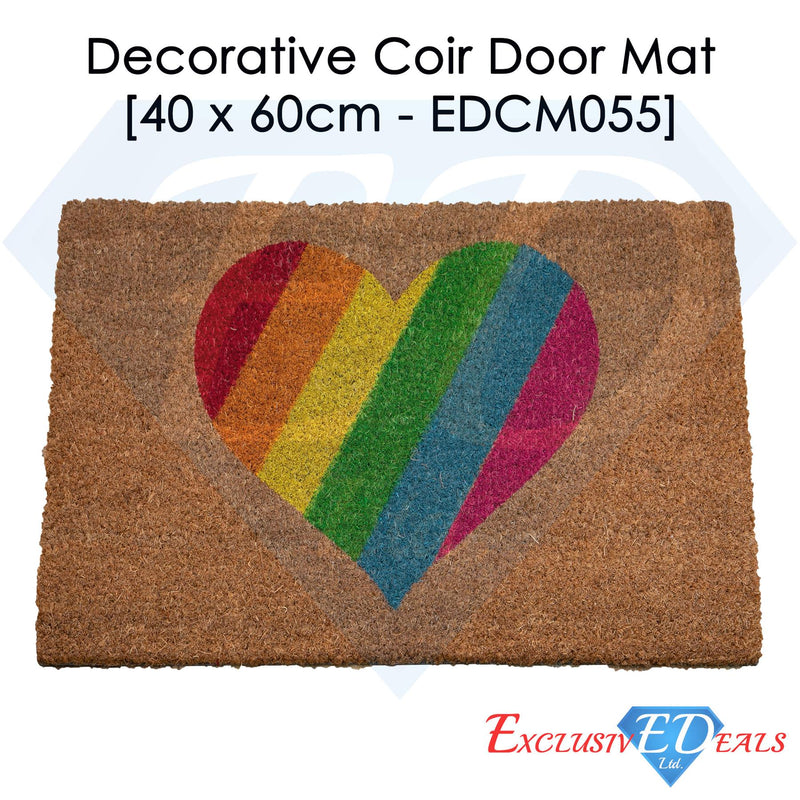 Rainbow Heart Coir Door Anti-Slip Household Mat 40 x 60cm - Exclusive Deals - Exclusive Deals