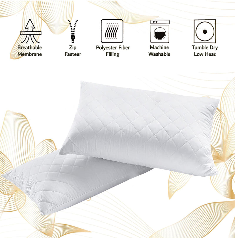Washable Quilted Pillow Protector 2-pack - Exclusive Deals - Exclusive Deals