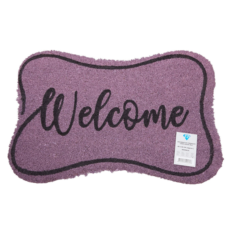 Purple Welcome Coir Door Anti-Slip Household Mat 40 x 60cm - Exclusive Deals Ltd - Exclusive Deals