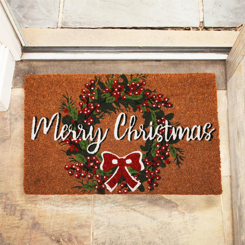 Christmas Wreath Coir Door Anti-Slip Household Mat 40 x 60cm - Exclusive Deals - Exclusive Deals