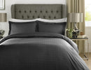 Luxury 400 TC Sateen Check Duvet Cover Bedding Set 100% Cotton High Quality Duvet Cover Set / Double Size / Black - Exclusive Deals Ltd - Exclusive Deals