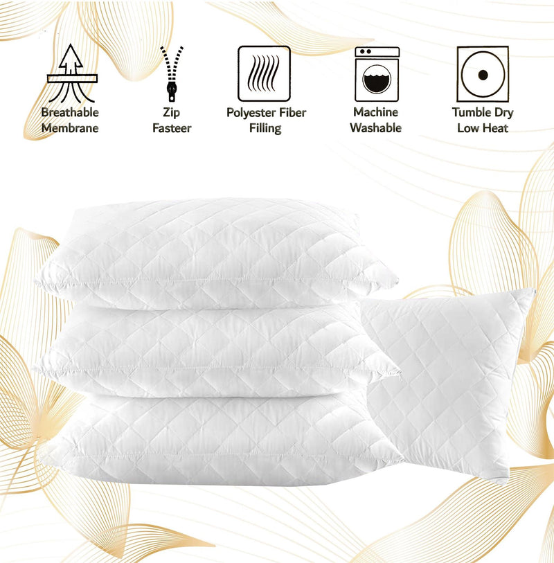 Washable Quilted Pillow Protector 4-pack - Exclusive Deals - Exclusive Deals