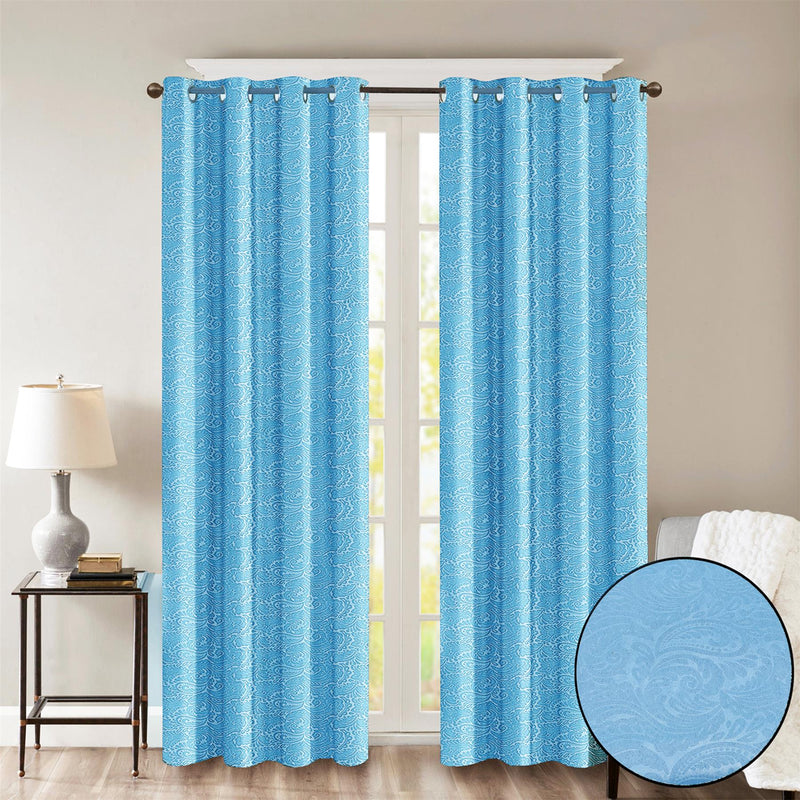 Embossed Eyelet Curtains Light Blue / 46 x 54'' - Exclusive Deals - Exclusive Deals