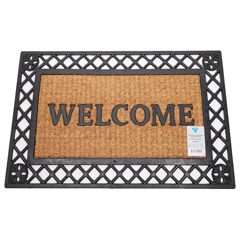 Welcome Rubber Net Pattern Coir Door Anti-Slip Household Mat 45 x 75cm - Exclusive Deals Ltd - Exclusive Deals
