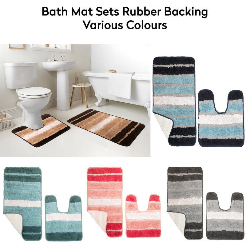 Bath Mats Rubber Backing Anti Slip 50 x 80cm