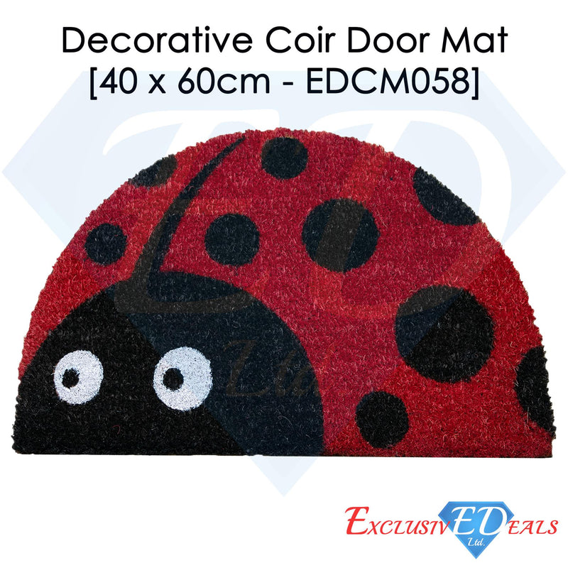 Ladybird Semi Circle Coir Door Anti-Slip Household Mat 40 x 60cm - Exclusive Deals - Exclusive Deals