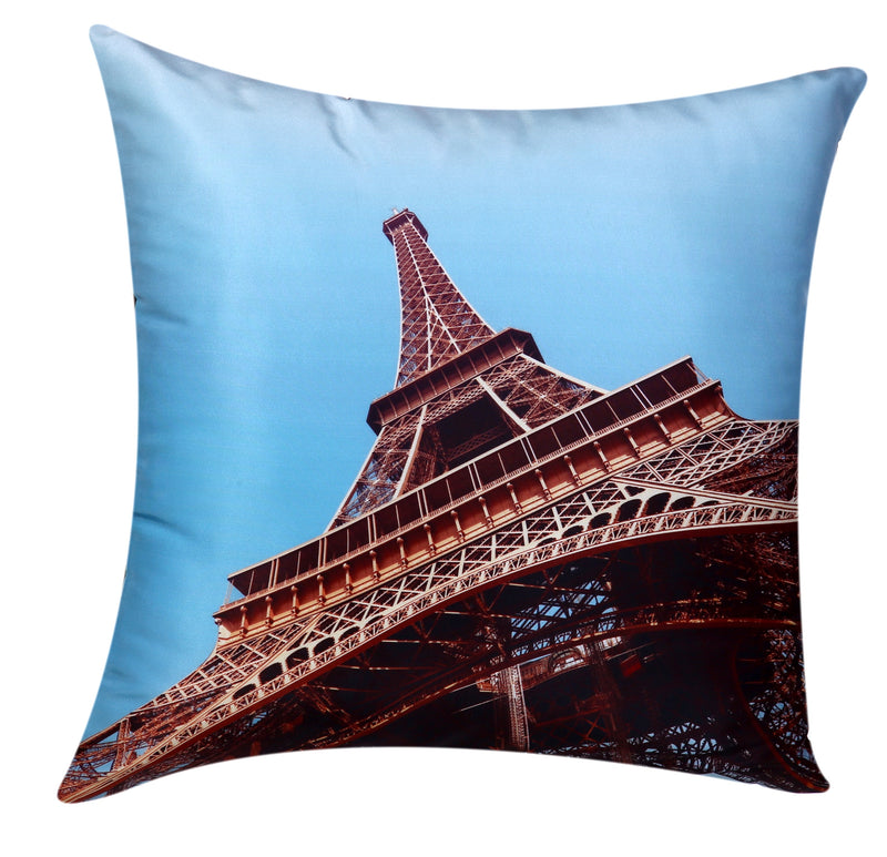 Eiffel Tower Day View Cushion Cover Plush Velvet - Exclusive Deals Ltd - Exclusive Deals