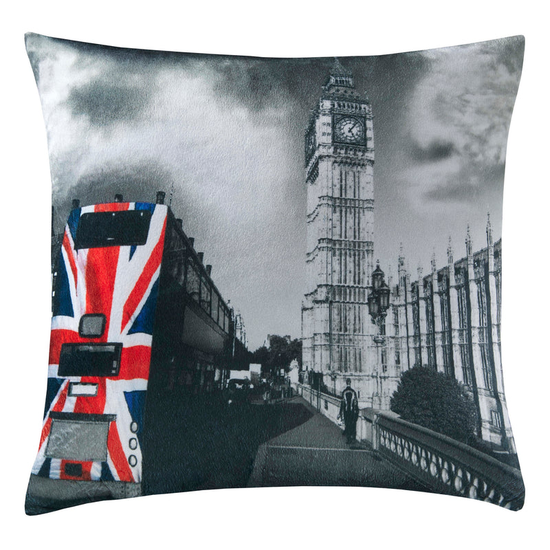 London Bus Cushion Cover Plush Velvet - Exclusive Deals Ltd - Exclusive Deals