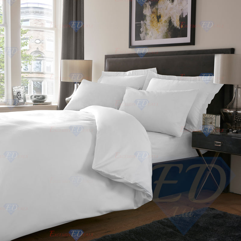 800TC Cotton Rich Duvet Cover Set White / Single - Exclusive Deals Ltd - Exclusive Deals