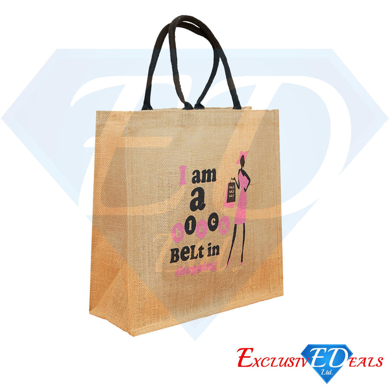 Jute Bag (H30xW29) - I Am A Black Belt In Shopping - Exclusive Deals - Exclusive Deals