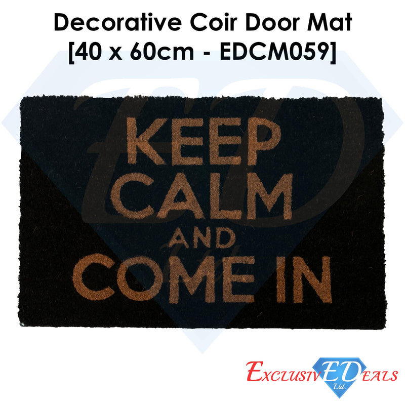 Keep Calm Black Coir Door Anti-Slip Household Mat 40 x 60cm - Exclusive Deals - Exclusive Deals