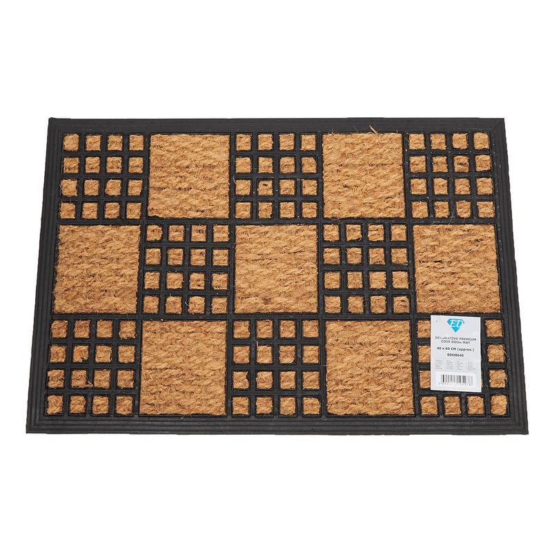 Square Checks Coir Door Anti-Slip Household Mat 40 x 60cm - Exclusive Deals Ltd - Exclusive Deals