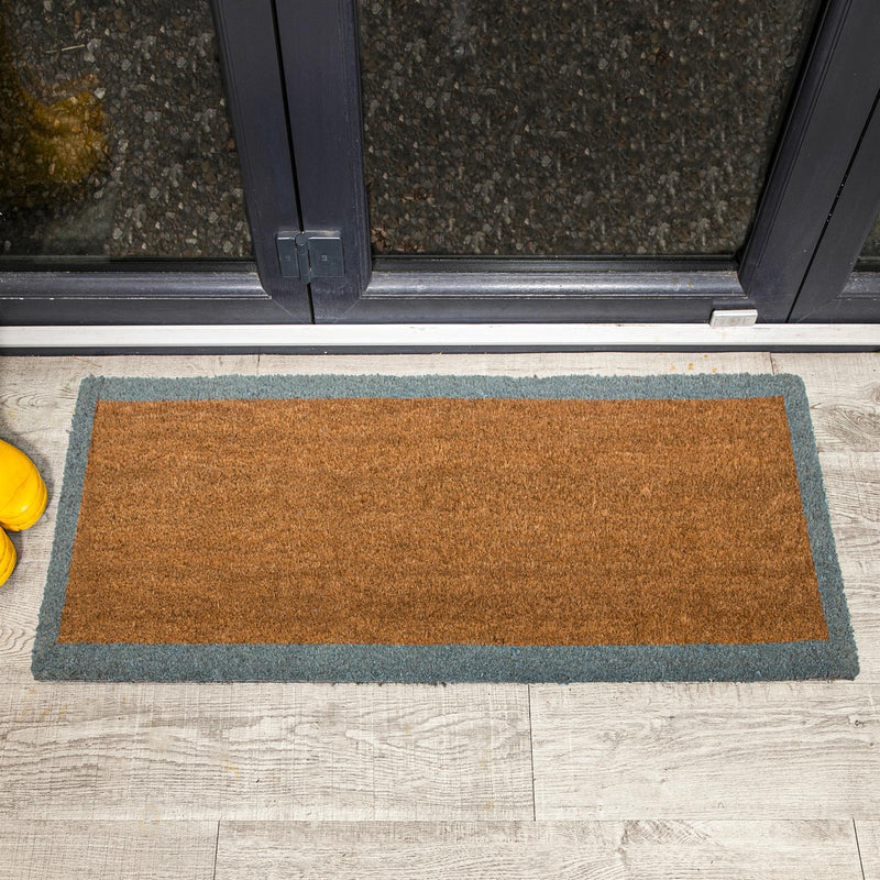 Plain Green Boarder Runner Coir Door Mat Rubber Backing 40 x 125cm - Exclusive Deals - Exclusive Deals