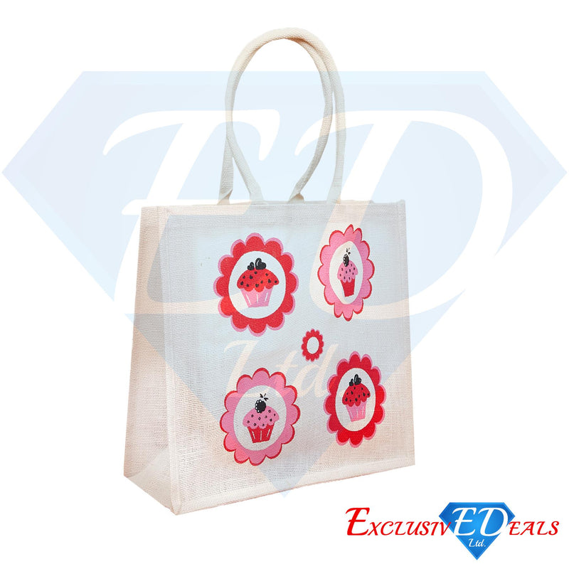 Jute Bag (H30xW29) - Pink Cupcakes - Exclusive Deals - Exclusive Deals