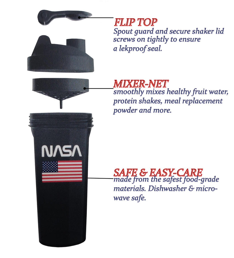 Smart Shake NASA Bottle Insignia Worm Logo Black - Exclusive Deals Ltd - Exclusive Deals