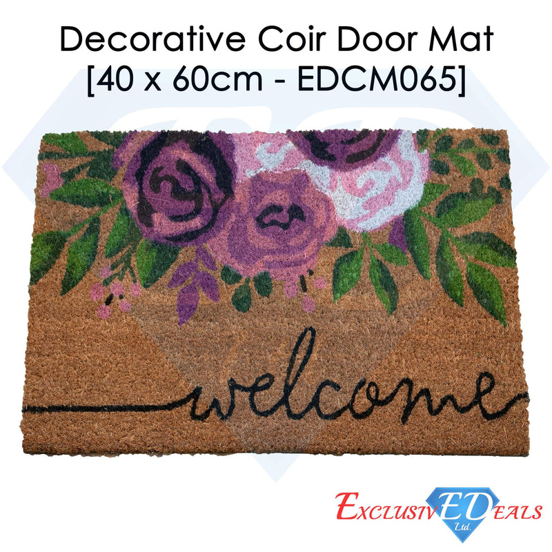 Roses Welcome Coir Door Anti-Slip Household Mat 40 x 60cm - Exclusive Deals - Exclusive Deals