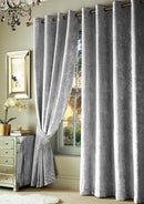 Crushed Velvet Eyelet Curtains Light Grey / 90 x 90" - Exclusive Deals - Exclusive Deals