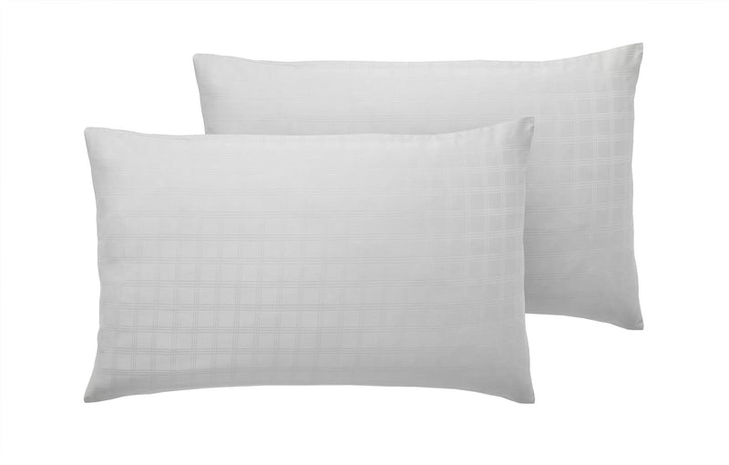 400 TC Sateen Check Housewife Pillowcase 45 x 75cm White - Xquisite Home Furnishings - Exclusive Deals
