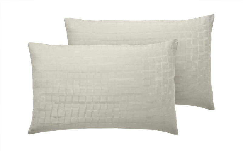 400 TC Sateen Check Housewife Pillowcase 45 x 75cm Cream - Xquisite Home Furnishings - Exclusive Deals