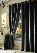 Crushed Velvet Eyelet Curtains Black / 66 x 90" - Exclusive Deals - Exclusive Deals