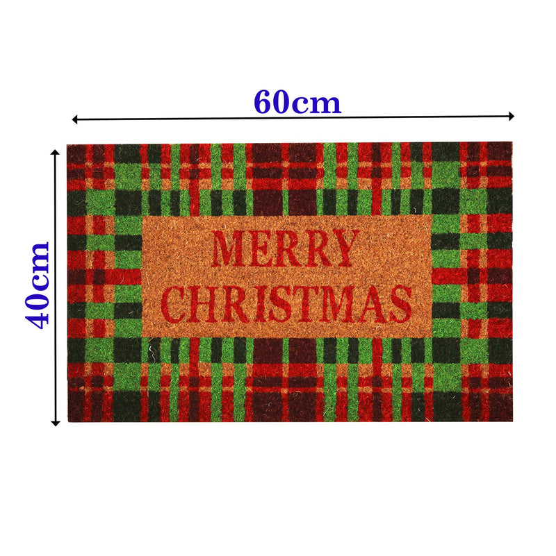 Checkered Christmas Coir Door Anti-Slip Household Mat 40 x 60cm - Exclusive Deals - Exclusive Deals
