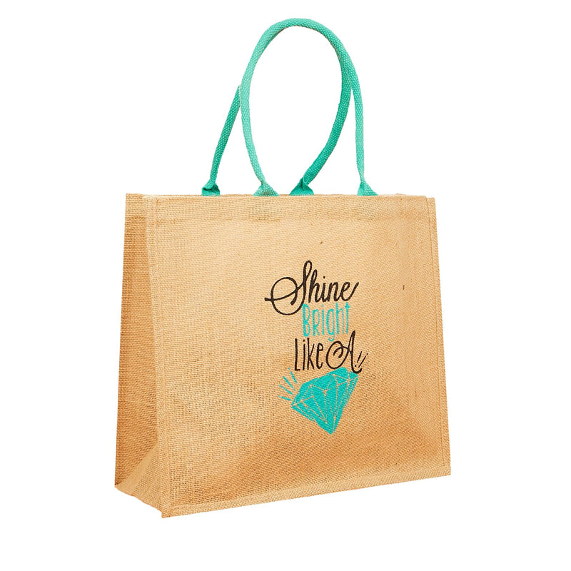 Large Jute Shopping Bags Shine Bright Like A Diamond - Exclusive Deals - Exclusive Deals