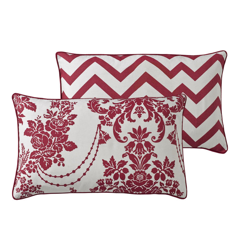 Damask Cushion Cover 30cm x 50cm Red & White - Exclusive Deals Ltd - Exclusive Deals
