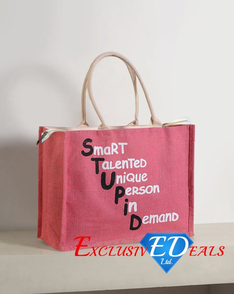 STUPID Jute Shopping Bag Hessian - Exclusive Deals Ltd - Exclusive Deals
