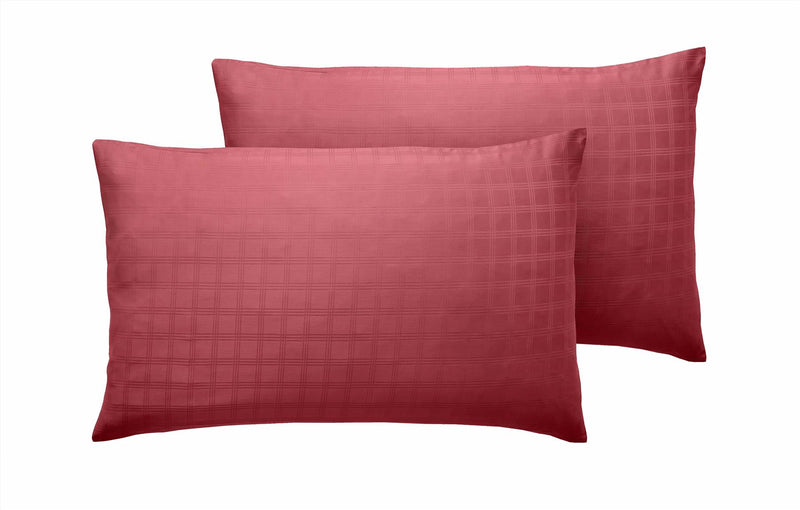 400 TC Sateen Check Housewife Pillowcase 45 x 75cm Red - Xquisite Home Furnishings - Exclusive Deals