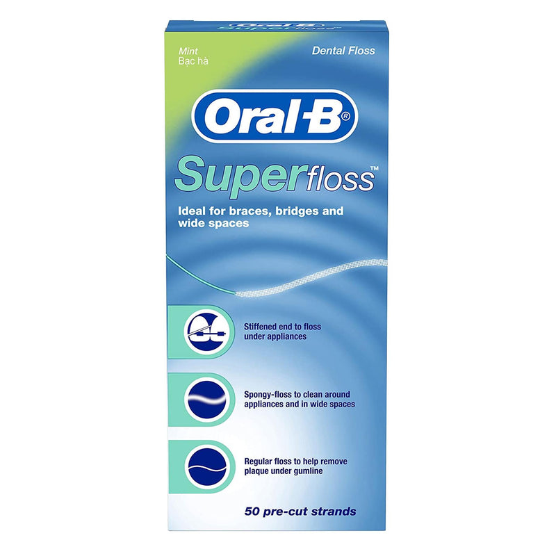 Oral B Super Floss Dental Floss 50 Pre Cut Strands Mint - Exclusive Deals Ltd - Exclusive Deals