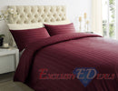 250TC 100% EGYPTIAN COTTON SATEEN STRIPE Duvet Quilt Cover Bedding Set Duvet Cover / Double / Maroon - Exclusive Deals Ltd - Exclusive Deals