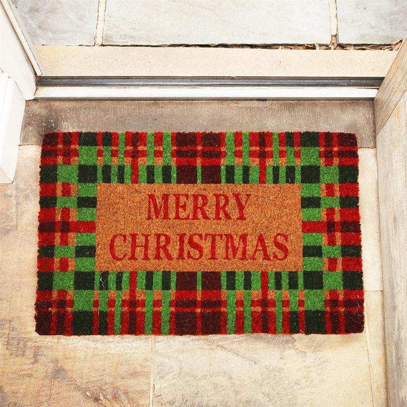 Checkered Christmas Coir Door Anti-Slip Household Mat 40 x 60cm - Exclusive Deals - Exclusive Deals