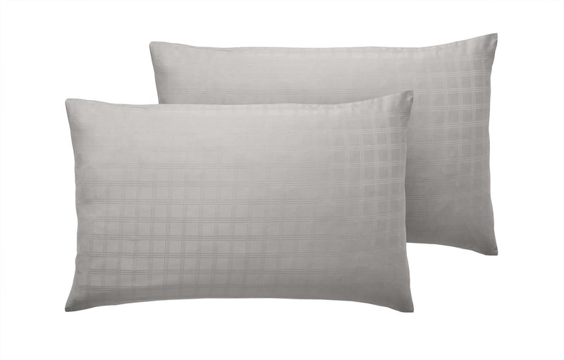 400 TC Sateen Check Housewife Pillowcase 45 x 75cm Silver Grey - Xquisite Home Furnishings - Exclusive Deals