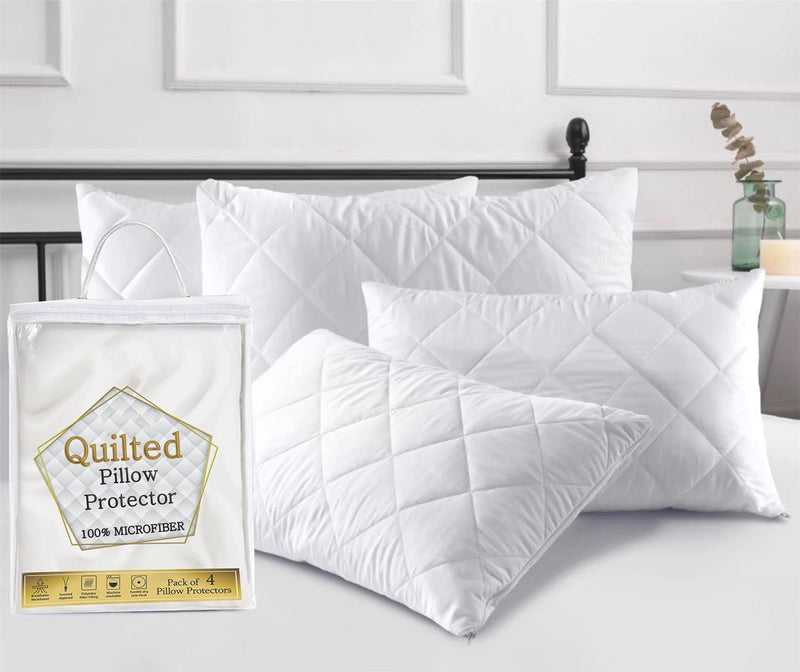 Quilted Pillow Protectors 2Pack or 4Pack 4 Pack - Exclusive Deals - Exclusive Deals